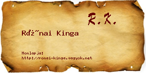 Rónai Kinga névjegykártya