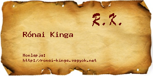 Rónai Kinga névjegykártya